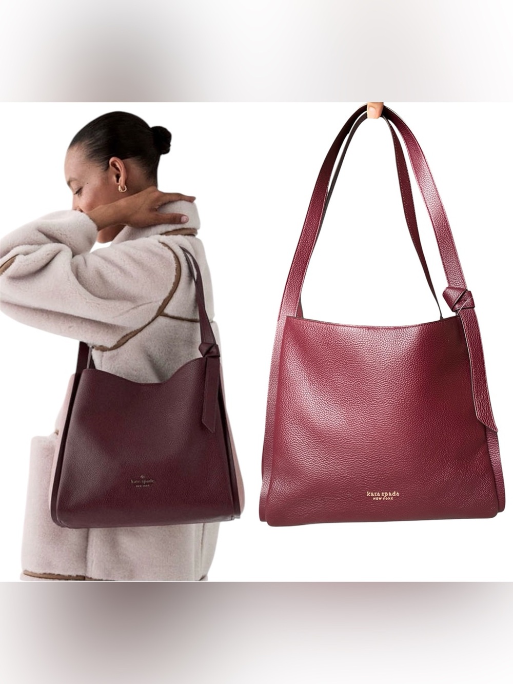 Kate Spade Knott Large Shoulder Bag NWOT purple burgundy